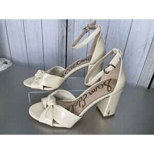 Sam Edelman Odina Cream Patent Open Toe Block Heels Sandal Size 7